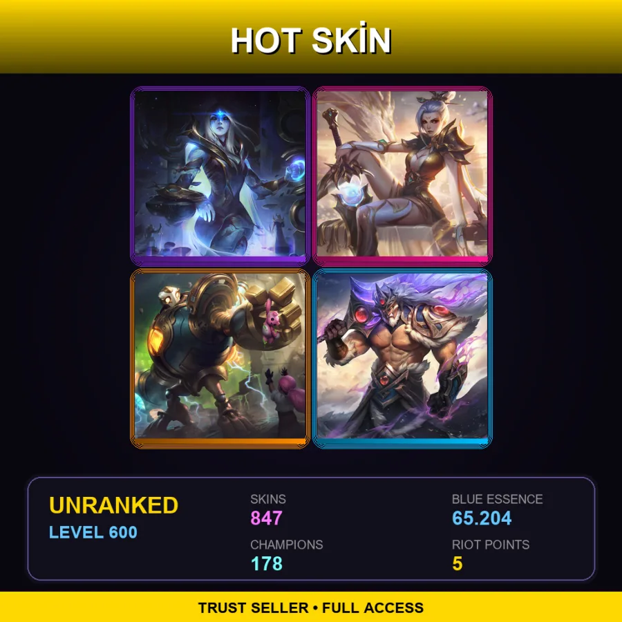 VN | Lv600 | Unranked | 847 Skin | 178 Champ