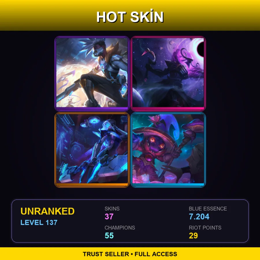 SG | Lv137 | Unranked | 37 Skin | 55 Champ