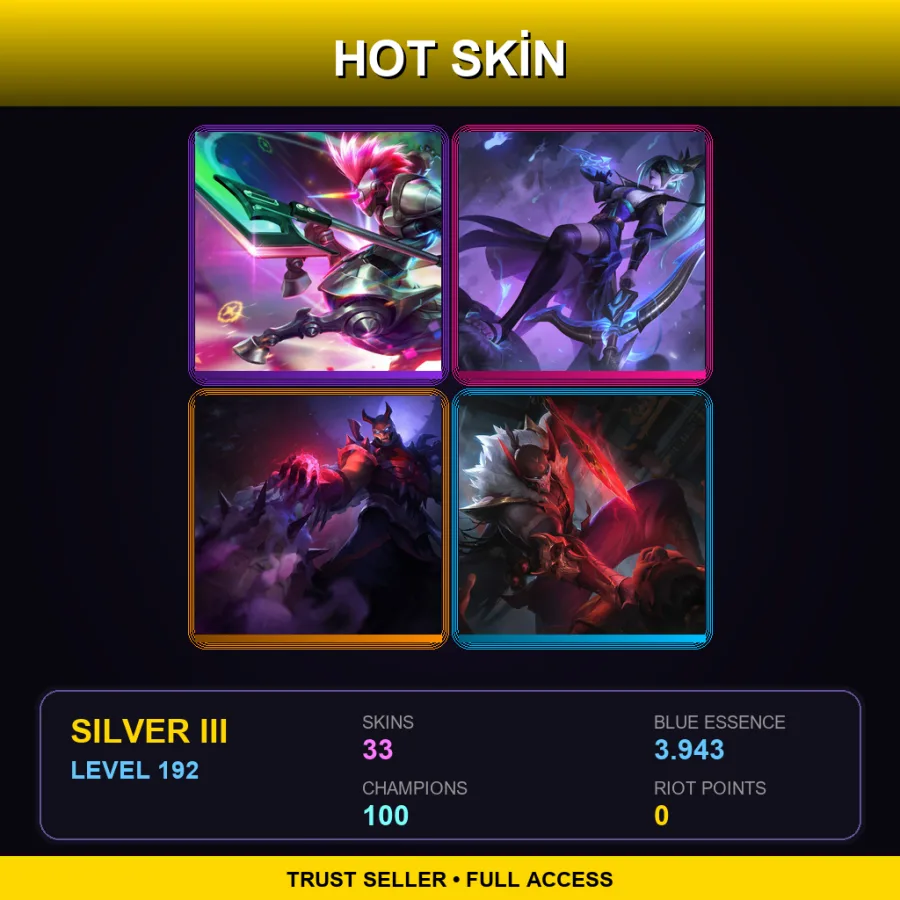 LAN | Lv192 | Silver III | 33 Skin | 100 Champ
