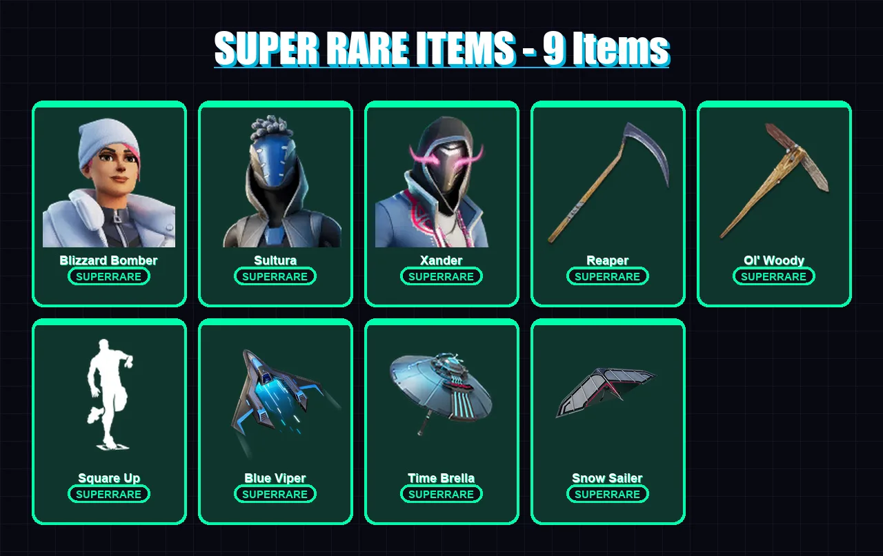 [PC/XBOX] | Blizzard Bomber | Sultura | Xander | The Imagined | Ronin | 85 skin | 152 pickaxe | 87 emote | 114 glider | Lv1833
