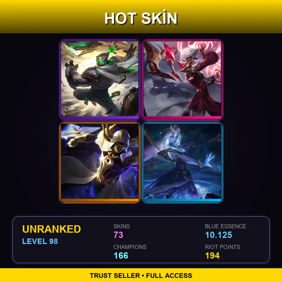 SG | Lv98 | Unranked | 73 Skin | 166 Champ — LoL account