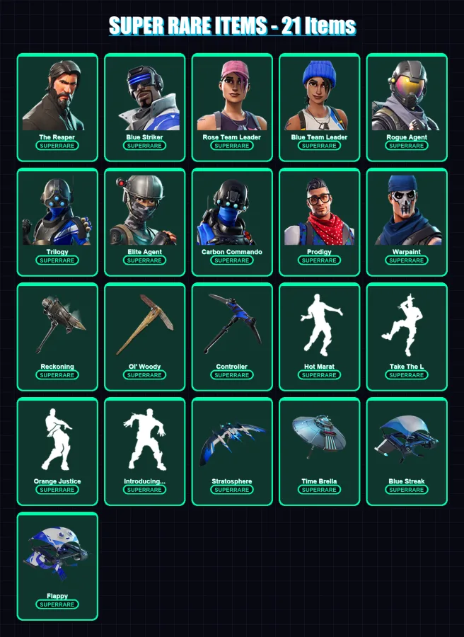 [PC/XBOX] | The Reaper | Blue Striker | Rose Team Leader | Blue Team Leader | Rogue Agent | 91 skin | 73 pickaxe | 98 emote | 68 glider | Lv571 — Fortnite account