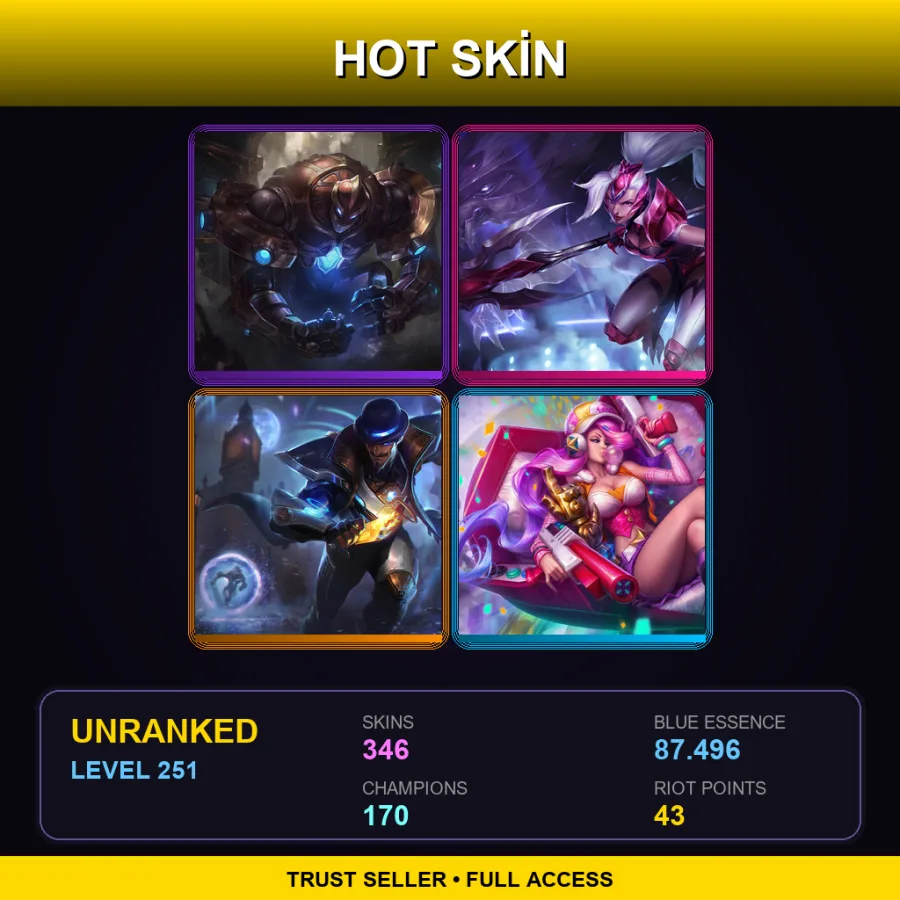 EUW | Lv251 | Unranked | 346 Skin | 170 Champ