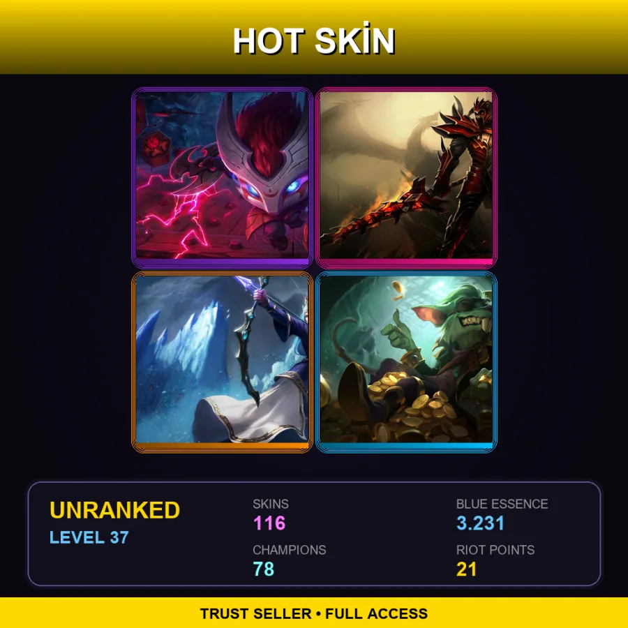 EUW | Lv37 | Unranked | 116 Skin | 78 Champ