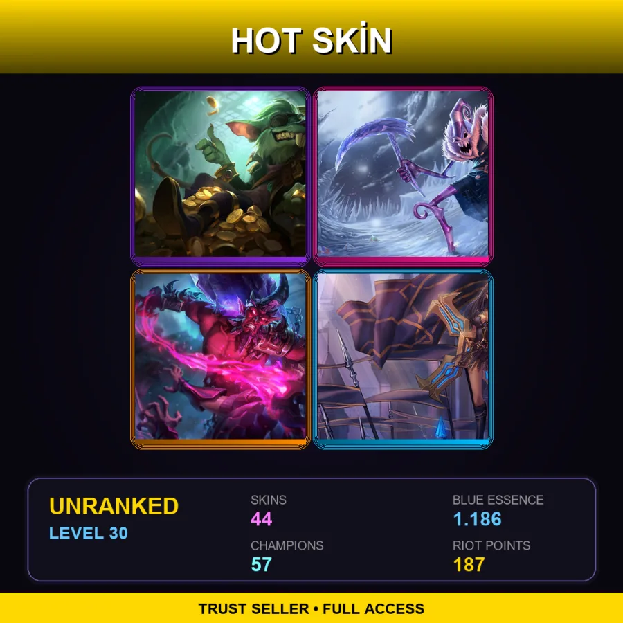 EUW | Kingpin Twitch | Dark Candy Fiddlesticks | Dark Crystal Ryze | Warrior Princess Sivir | 44 Skin | 57 Champ | Lv30