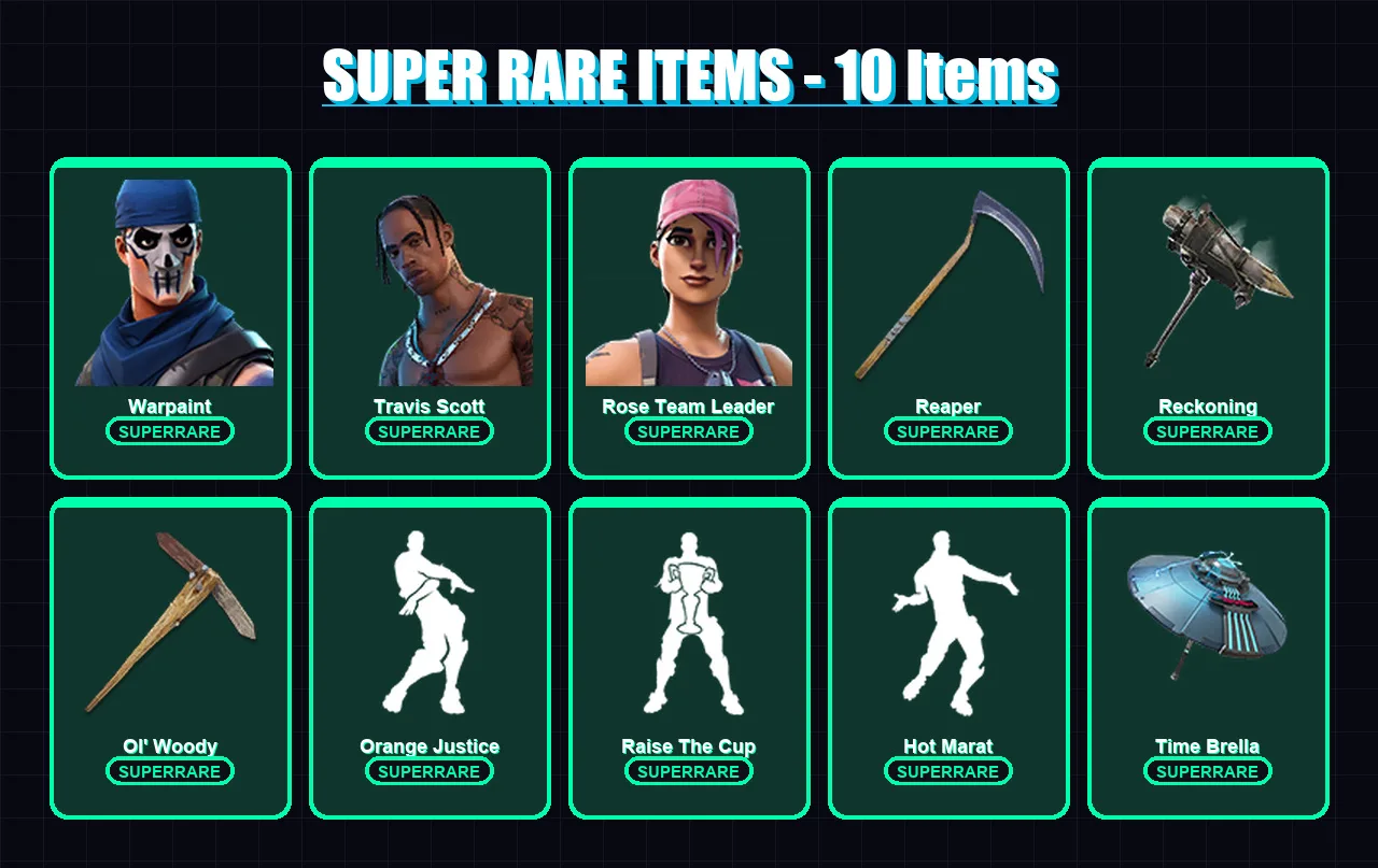 [PC/XBOX/PSN] | Warpaint | Travis Scott | Rose Team Leader | A.I.M. | Ultima Knight | 226 skin | 216 pickaxe | 192 emote | 182 glider | Lv2527