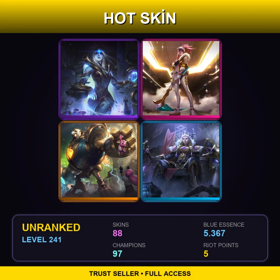 LAN | Lv241 | Unranked | 88 Skin | 97 Champ