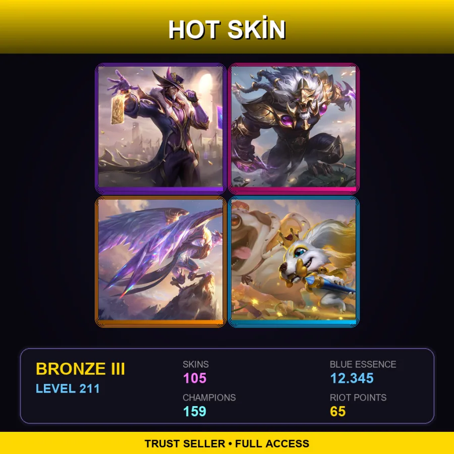 EUW | Lv211 | Bronze III | 105 Skin | 159 Champ