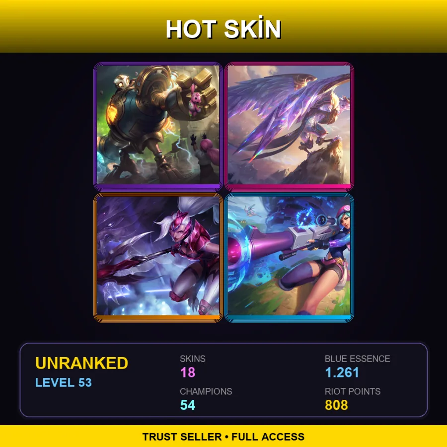 EUW | Lv53 | Unranked | 18 Skin | 54 Champ — LoL account