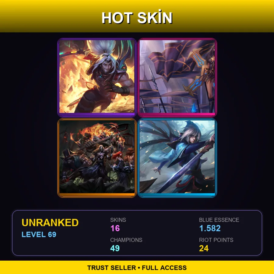 VN | Lv69 | Unranked | 16 Skin | 49 Champ — LoL account