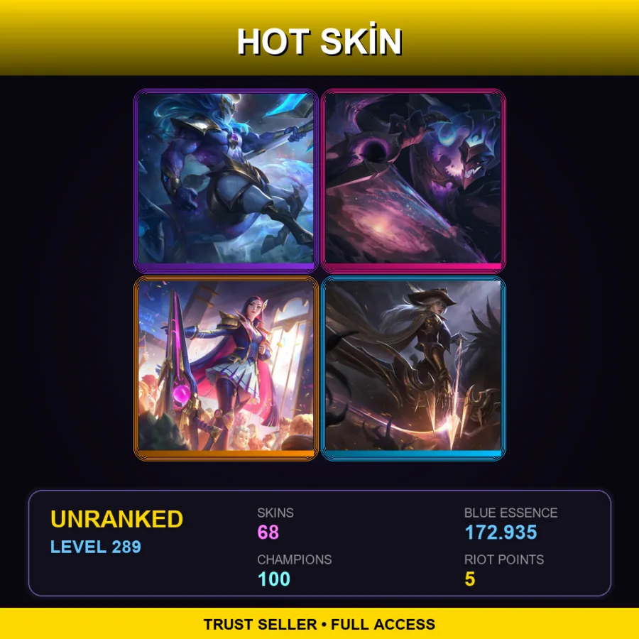LAS | Lv289 | Unranked | 68 Skin | 100 Champ — Cosmic Charger Hecarim