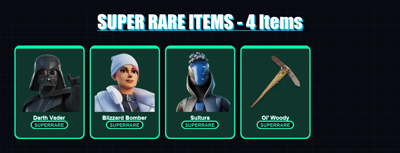[PS4/PS5/XBOX/PC] | Darth Vader | Blizzard Bomber | Sultura | Eternal Knight | Malik | 60 skin | 73 pickaxe | 77 emote | 64 glider | Lv897