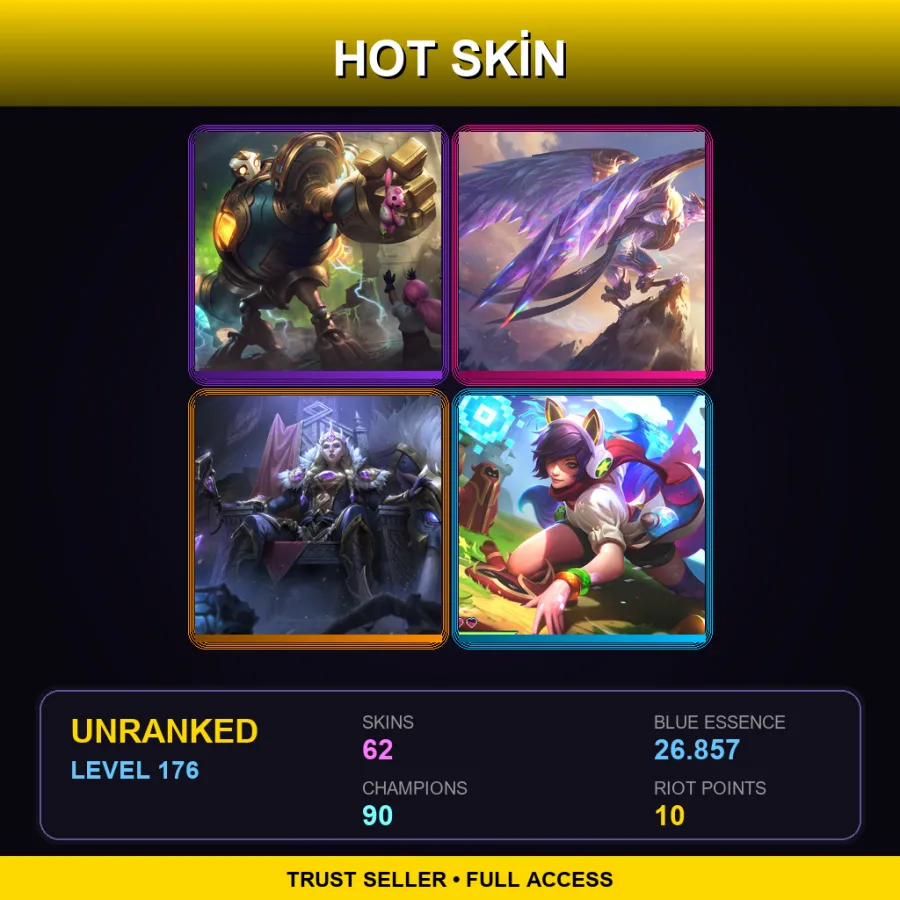 LAN | Lv176 | Unranked | 62 Skin | 90 Champ