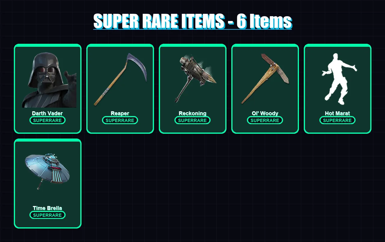 [PS4/PS5/PC] | Darth Vader | The Imagined | Malik | Ultima Knight | Calamity | 96 skin | 105 pickaxe | 95 emote | 87 glider | Lv954