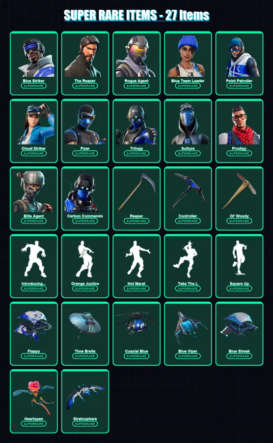 [PS4/PS5/XBOX/PC] | Blue Striker | The Reaper | Rogue Agent | 200 skin | Lv1507