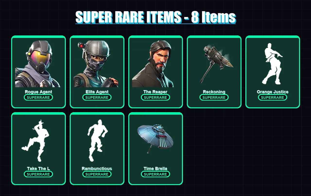 [PC/XBOX/PSN] | Rogue Agent | Elite Agent | The Reaper | Carbide | Snap | 47 skin | 39 pickaxe | 58 emote | 39 glider | Lv524