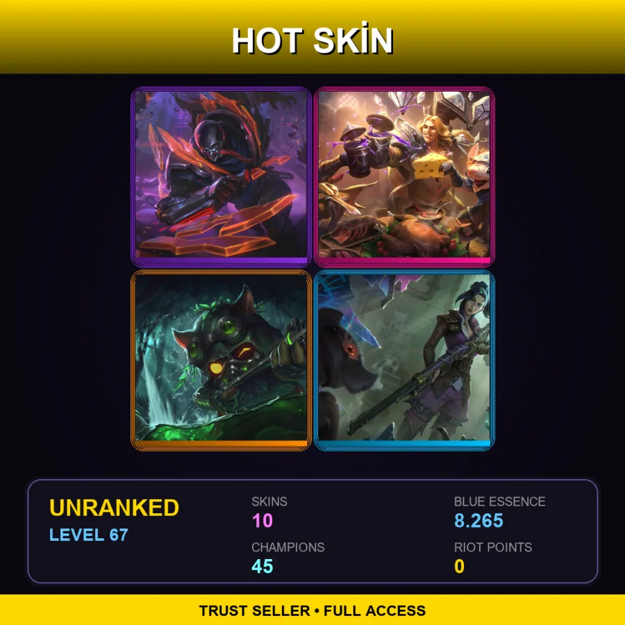 LAS | Lv67 | Unranked | 10 Skin | 45 Champ — Arcane Enemy Jinx