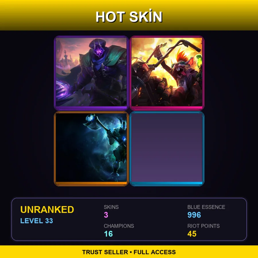 LAN | Lv33 | Unranked | 3 Skin | 16 Champ