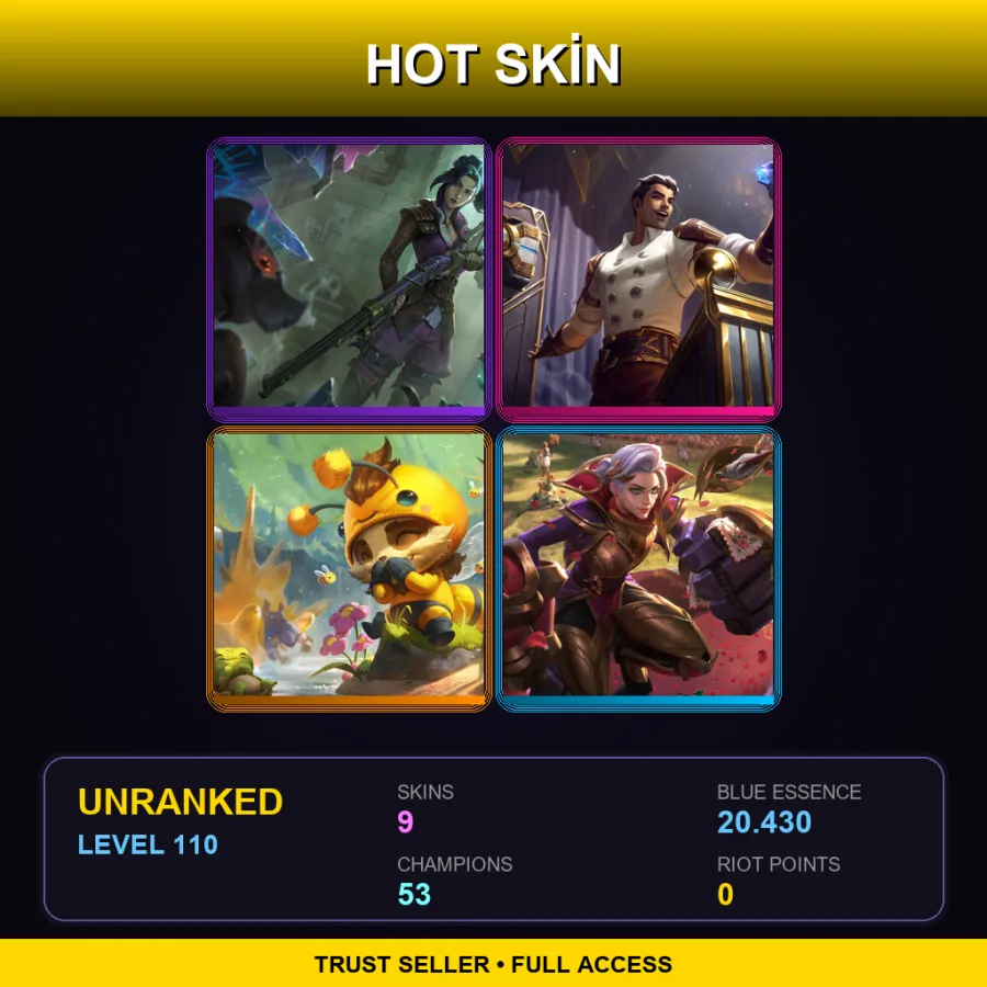 OCE | Lv110 | Unranked | 9 Skin | 53 Champ