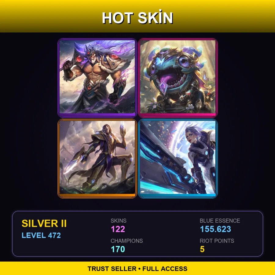 LAS | Lv472 | Silver II | 122 Skin | 170 Champ