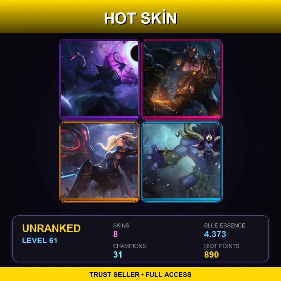 EUW | Dark Star Thresh | Pirate Ryze | Riot Kayle | Unchained Alistar | 8 Skin | 31 Champ | Lv61