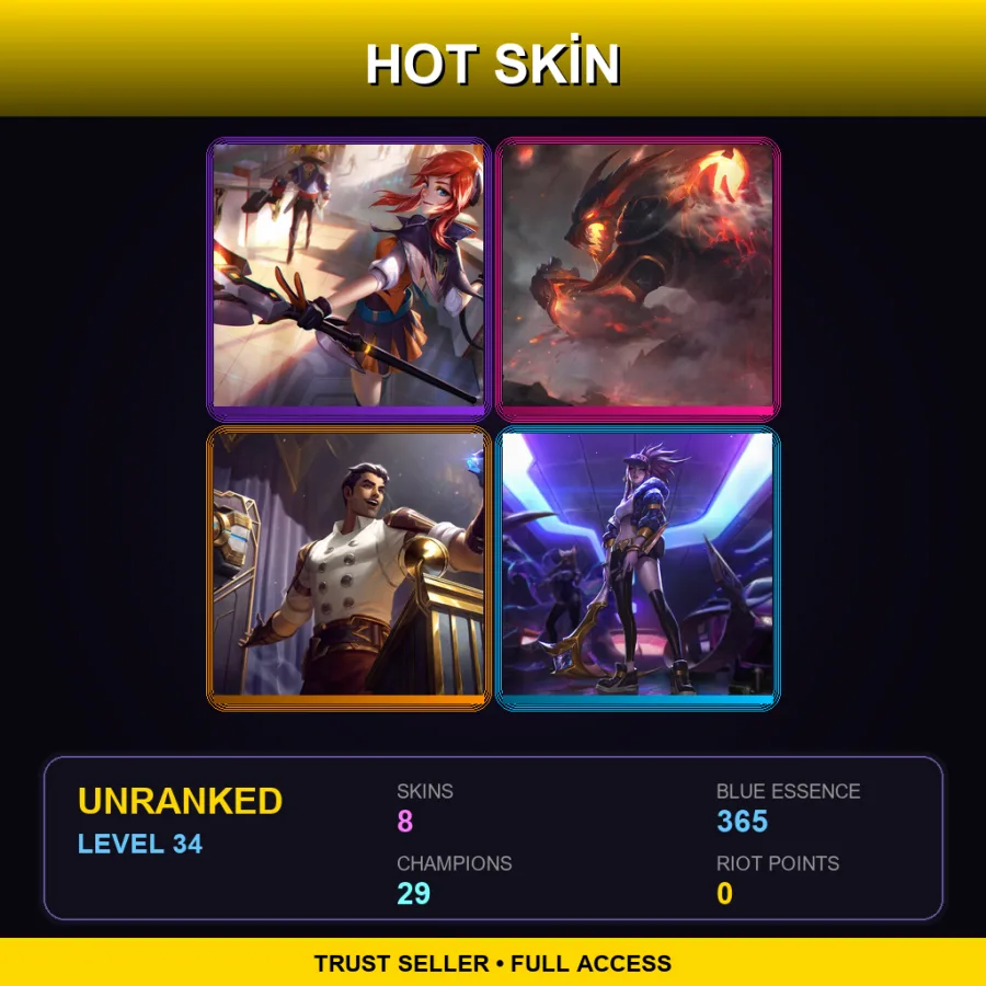 LAN | Lv34 | Unranked | 8 Skin | 29 Champ — Firefang Warwick