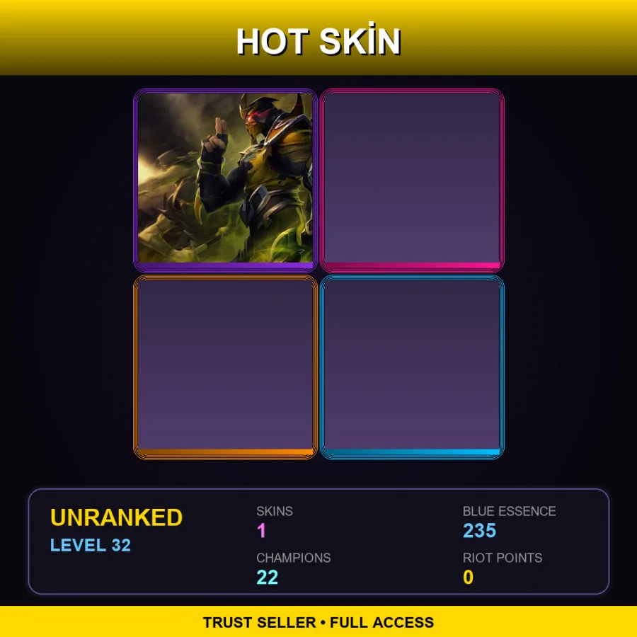 EUW | Lv32 | Unranked | 1 Skin | 22 Champ — LoL account