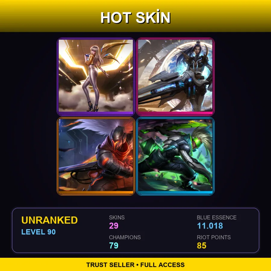 LAS | Lv90 | Unranked | 29 Skin | 79 Champ — LoL account
