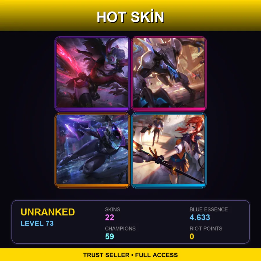 EUNE | Lv73 | Unranked | 22 Skin | 59 Champ — LoL account