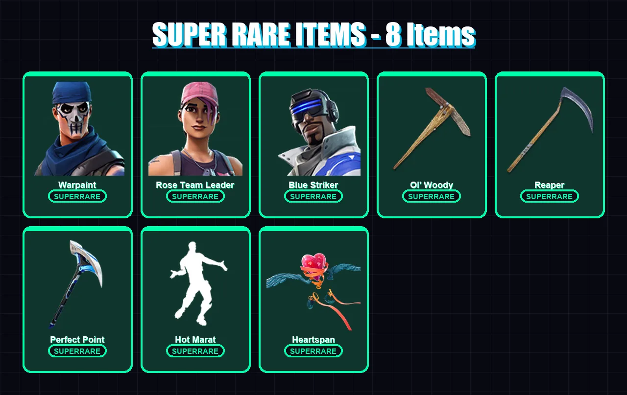 [PS4/PS5/XBOX/PC] | Warpaint | Rose Team Leader | Blue Striker | Blackheart | Zenith | 70 skin | 80 pickaxe | 63 emote | 78 glider | Lv1175 — Fortnite account