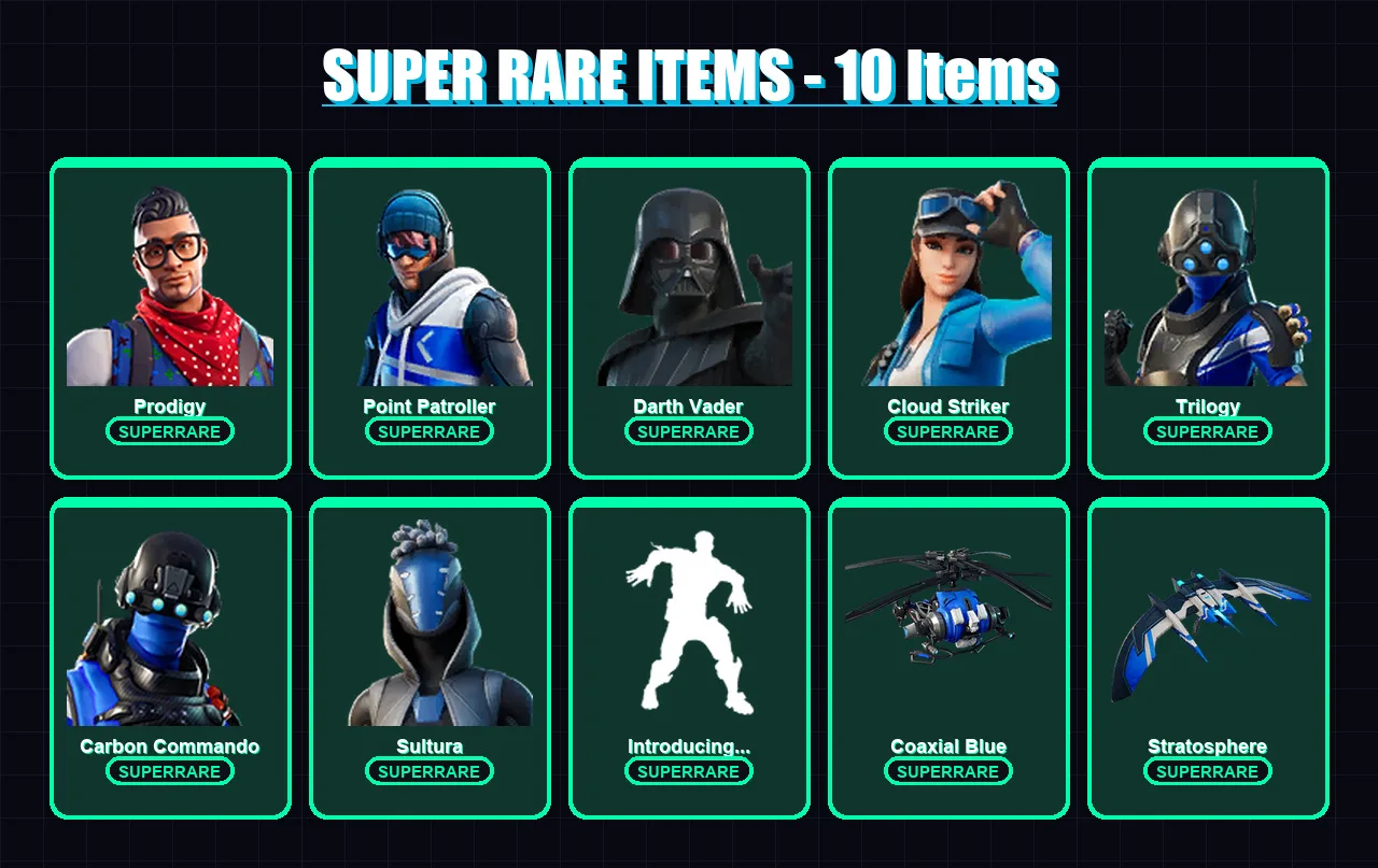 [PS4/PS5/XBOX/PC] | Prodigy | Point Patroller | Darth Vader | Cloud Striker | Trilogy | 128 skin | 164 pickaxe | 127 emote | 134 glider | Lv1899 — Fortnite account