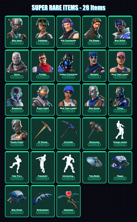 [PC/XBOX/PSN] | Elite Agent | Trailblazer | Sub Commander | The Reaper | Blue Striker | 66 skin | 49 pickaxe | 62 emote | 51 glider | Lv783