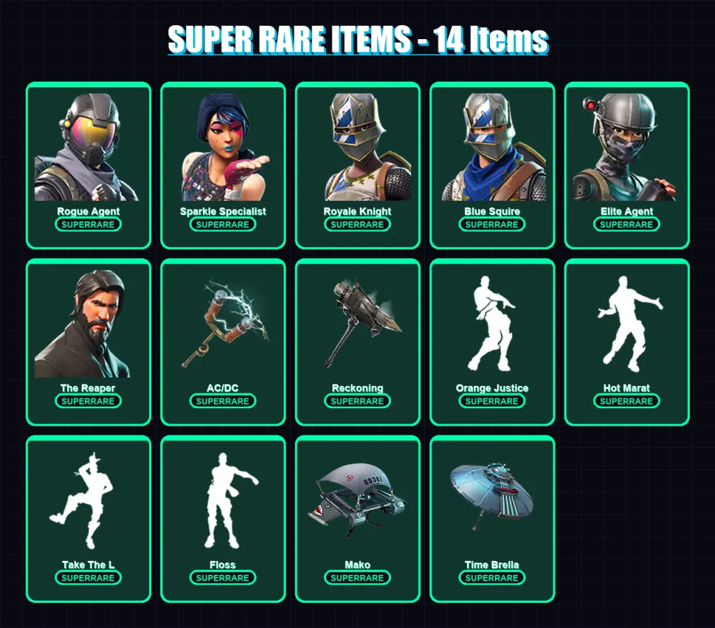 [PS4/PS5/PC] | Rogue Agent | Sparkle Specialist | Royale Knight | Blue Squire | Elite Agent | 75 skin | 65 pickaxe | 82 emote | 67 glider | Lv1021