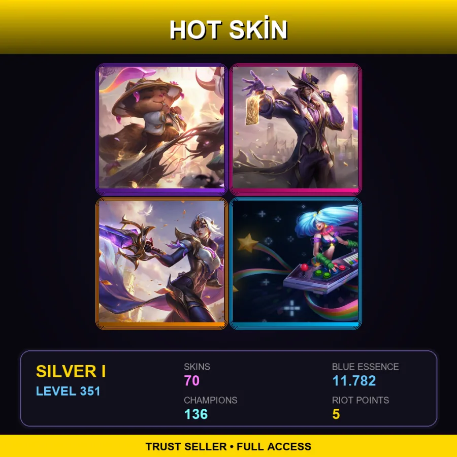 EUW | Lv351 | Silver I | 70 Skin | 136 Champ — LoL account