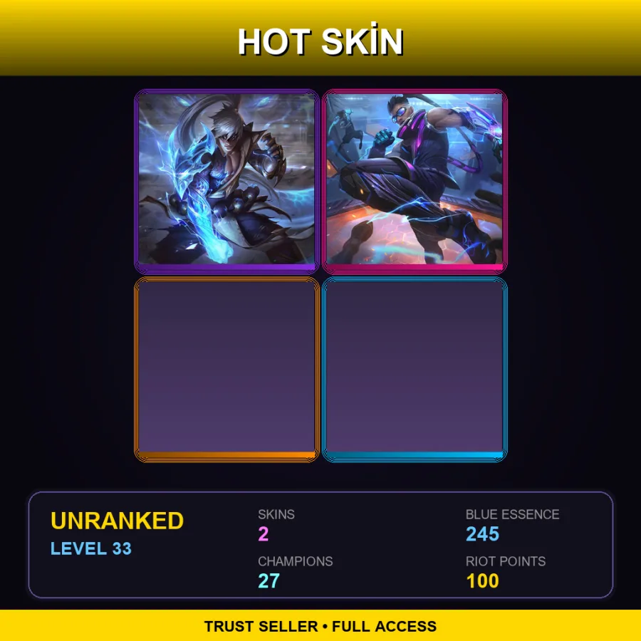 EUW | Lv33 | Unranked | 2 Skin | 27 Champ
