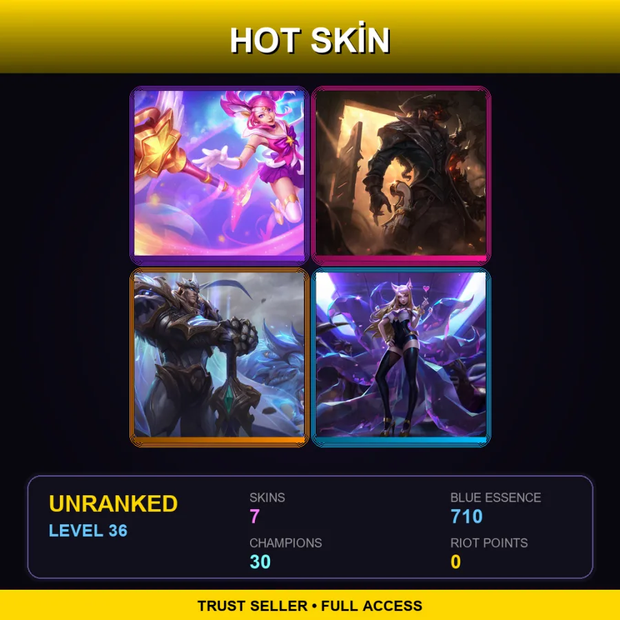 EUW | Lv36 | Unranked | 7 Skin | 30 Champ
