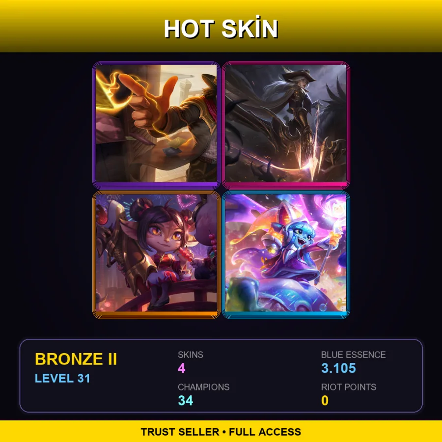 EUNE | Lv31 | Bronze II | 4 Skin | 34 Champ
