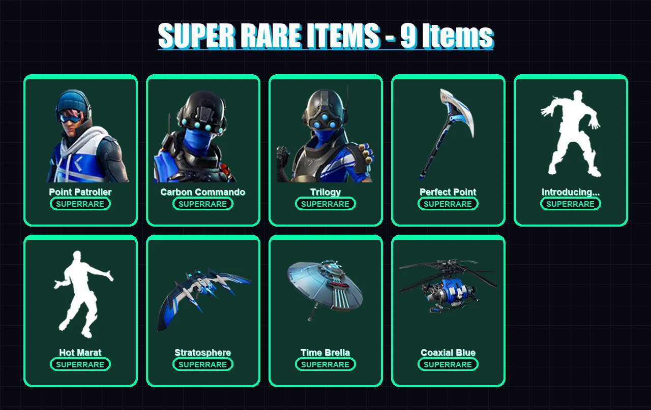 [PS4/PS5/XBOX/PC] | Point Patroller | Carbon Commando | Trilogy | Midas | Inferno | 109 skin | 139 pickaxe | 105 emote | 130 glider | Lv1974