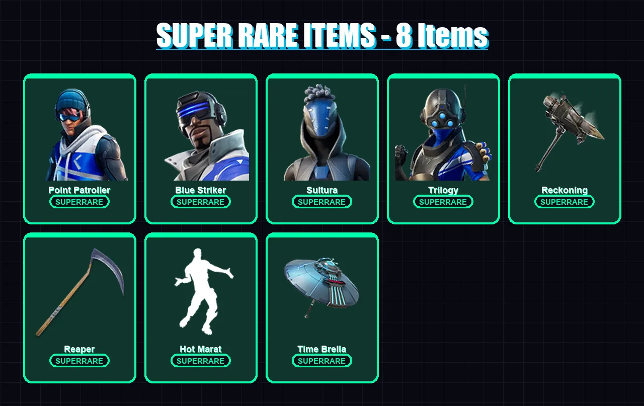 [PS4/PS5/XBOX/PC] | Point Patroller | Blue Striker | Sultura | Trilogy | Midas | 148 skin | 110 pickaxe | 113 emote | 111 glider | Lv1723