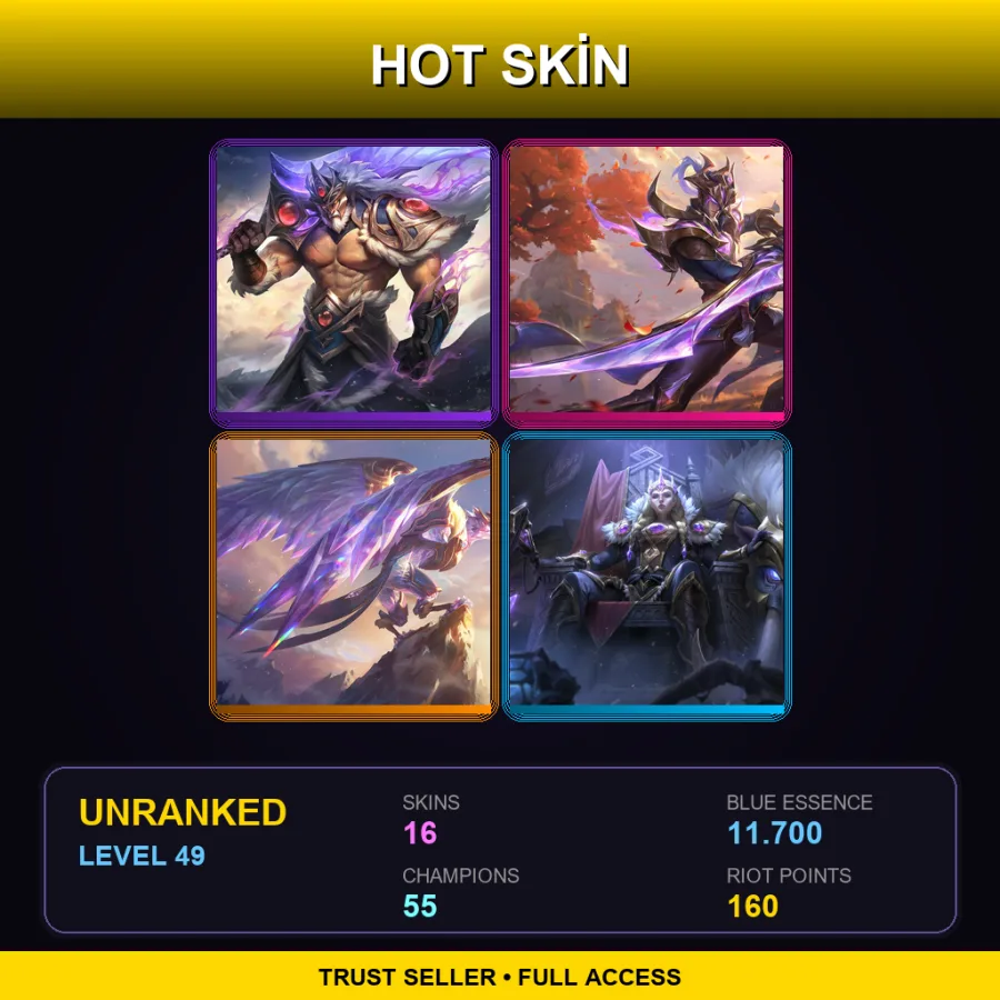 LAN | Lv49 | Unranked | 16 Skin | 55 Champ — LoL account