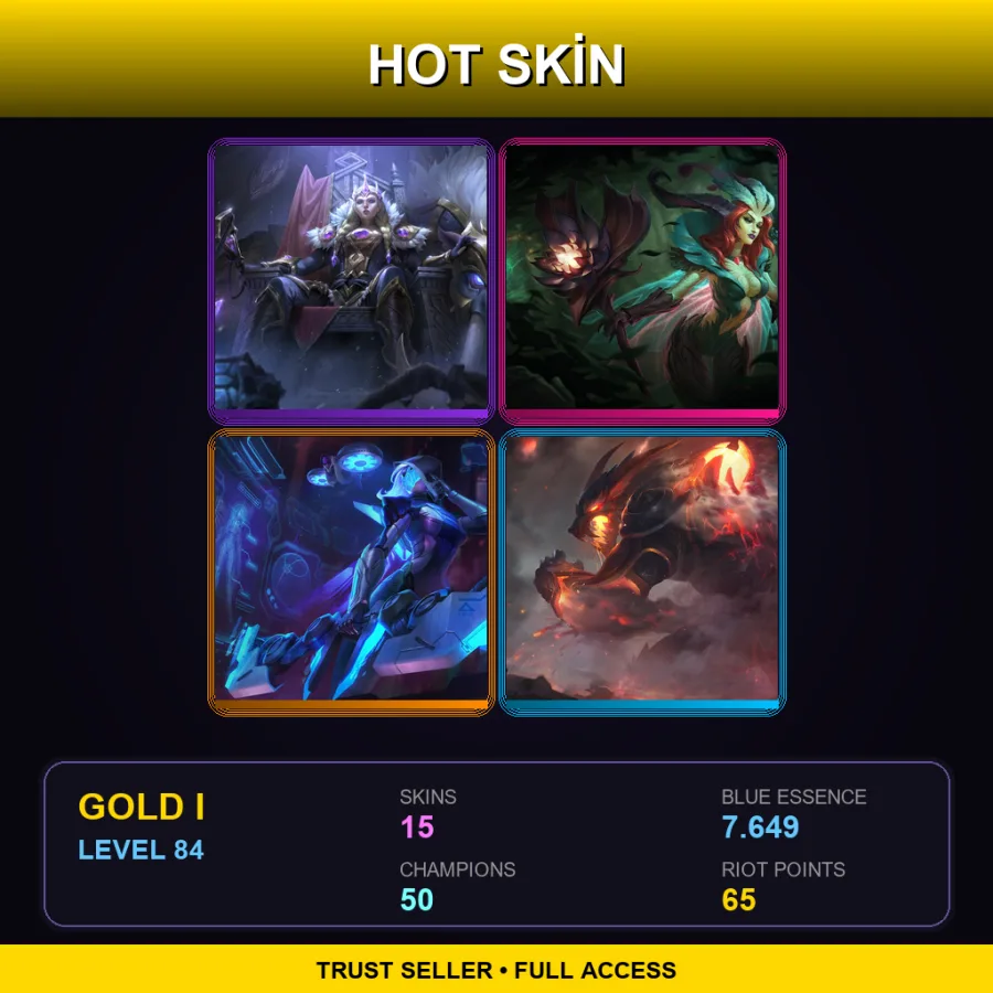 EUW | Lv84 | Gold I | 15 Skin | 50 Champ