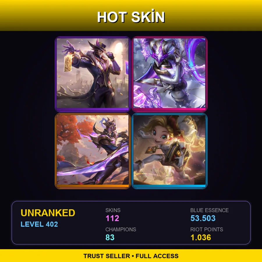 LAN | Lv402 | Unranked | 112 Skin | 83 Champ — LoL account