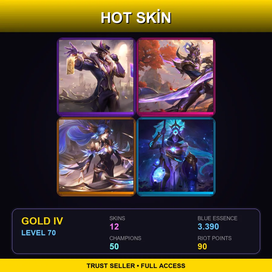 LAN | Lv70 | Gold IV | 12 Skin | 50 Champ — LoL account