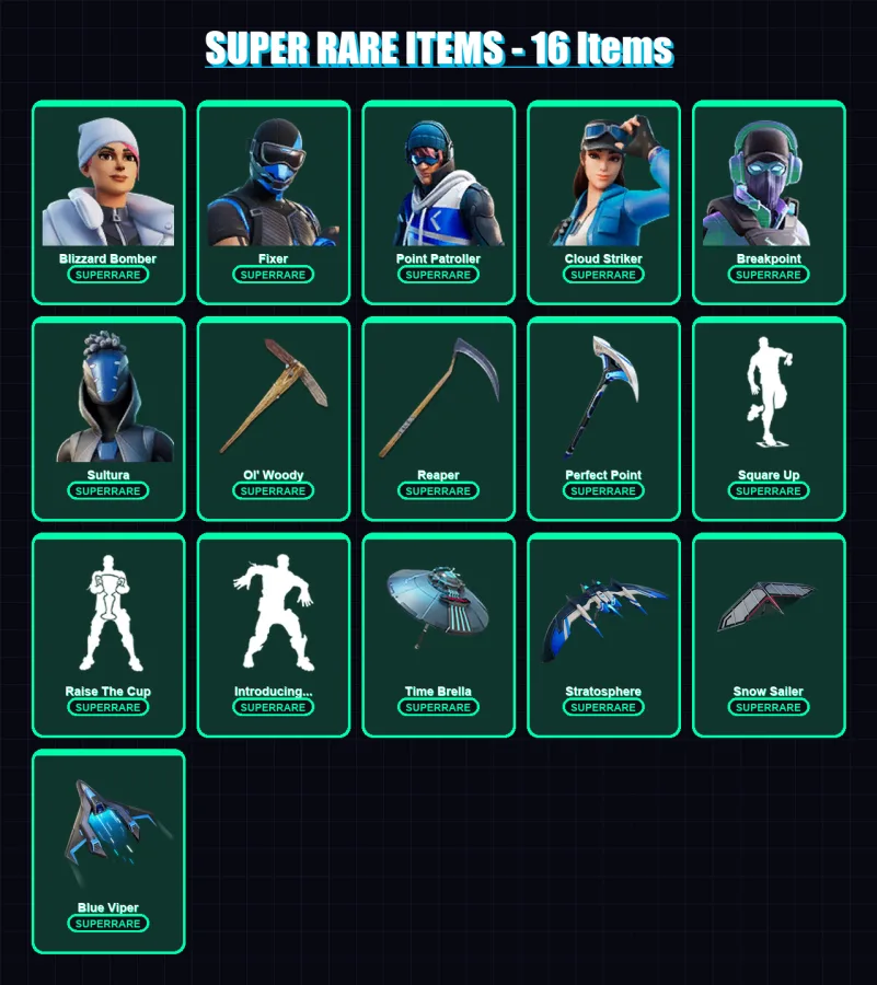 [PS4/PS5/XBOX/PC] | Blizzard Bomber | Fixer | Point Patroller | Cloud Striker | Breakpoint | 219 skin | 203 pickaxe | 160 emote | 153 glider | Lv264