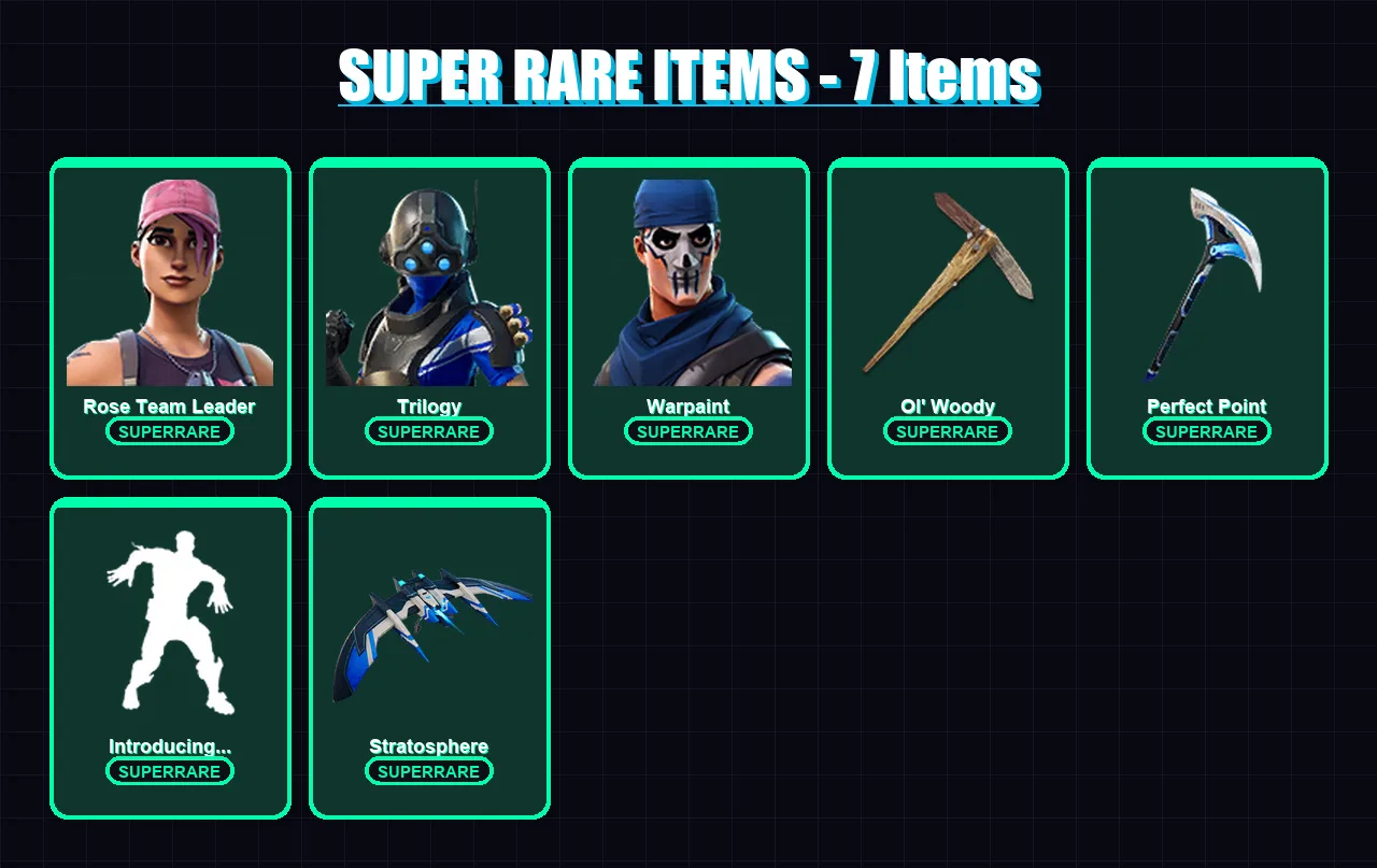 [PC/XBOX] | Rose Team Leader | Trilogy | Warpaint | Deadpool | Gear Specialist Maya | 17 skin | 29 pickaxe | 29 emote | 27 glider | Lv315