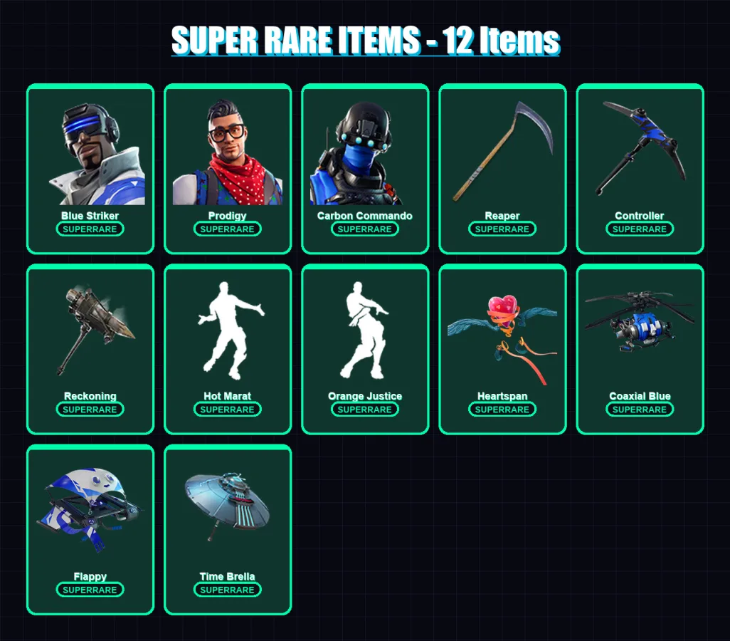 [PC/XBOX] | Blue Striker | Prodigy | Carbon Commando | Rox | Luxe | 67 skin | 97 pickaxe | 101 emote | 94 glider | Lv1670