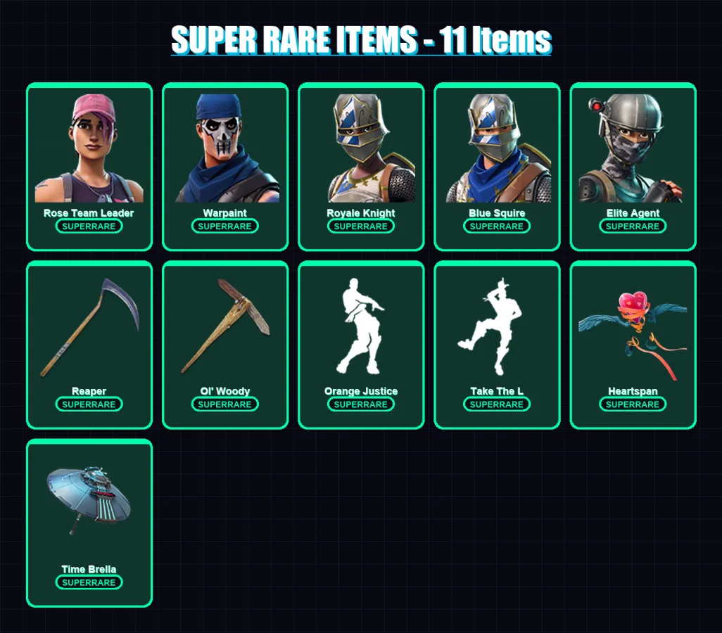 [PC/PSN] | Rose Team Leader | Warpaint | Royale Knight | Blue Squire | Elite Agent | 86 skin | 132 pickaxe | 93 emote | 123 glider | Lv2195