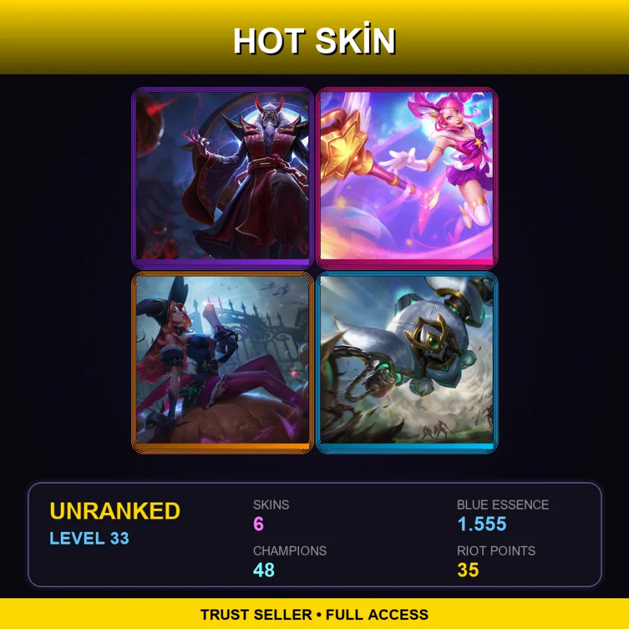 EUW | Lv33 | Unranked | 6 Skin | 48 Champ
