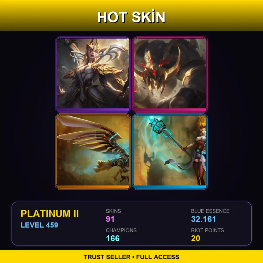 LAN | Lv459 | Platinum II | 91 Skin | 166 Champ