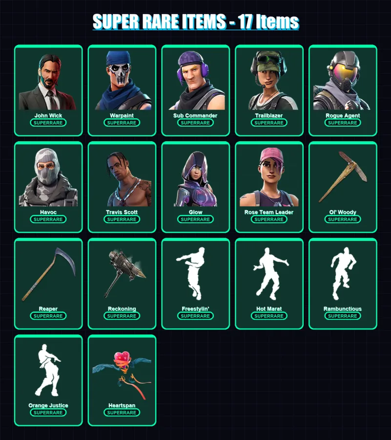 [PS4/PS5/XBOX/PC] | John Wick | Warpaint | Sub Commander | Trailblazer | Rogue Agent | 157 skin | 147 pickaxe | 154 emote | 129 glider | Lv2968 — Fortnite account